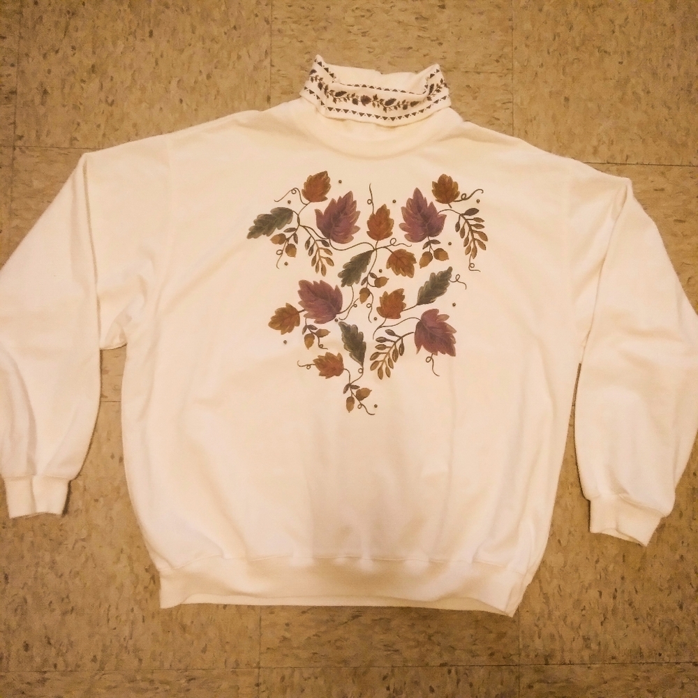 Vintage 90's JANTZEN Grandma Double Collar Top, Size: Large